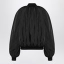 Balenciaga Draped black bomber jacket in technical micro-faille