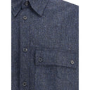 Camicia da uomo blu in lana