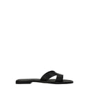 Black Leather Slippers Sandals