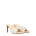 Beige Fabric Stiletto Heel Sandals