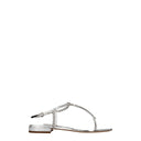 Sandalias de dedo grises de cuero