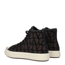 Brown Fabric High Top Sneakers