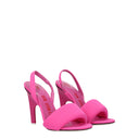 Sandalias de tacón de aguja de tela rosa