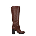 Botas de tacón alto de cuero marrón