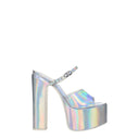 Gray Leather Platform Sandals