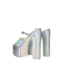 Gray Leather Platform Sandals