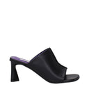 Black Leather Stiletto Heels Sandals