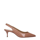 Pink Leather Mid Heel Pumps