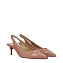 Pink Leather Mid Heel Pumps