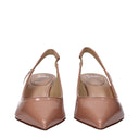 Pink Leather Mid Heel Pumps