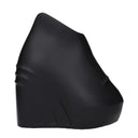 Black Cotton Wedge Sandals