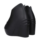 Sandali con zeppa in cotone nero