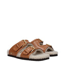 Pantofole in pelle marrone