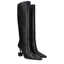 Black Leather High Heel Boots