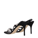 Black Satin Stiletto Heel Sandals