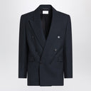 Chaqueta azul marino de lana cruzada de Saint Laurent