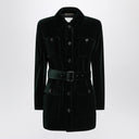Chaqueta estilo safari de terciopelo verde Saint Laurent