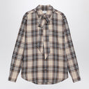 Saint Laurent Cassandre lavallière shirt in tartan cotton