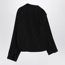 Camisa preta Balenciaga de um ombro em popeline