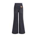 Black Cotton Flared Jeans