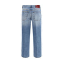 Light Blue Cotton Straight-Leg Jeans