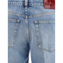 Jeans dritti in cotone azzurro chiaro