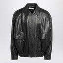 Saint Laurent Schwarze Ballon-Bomberjacke aus Leder