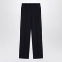 Pantaloni blu a vita alta in lana Saint Laurent