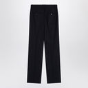 Pantalones de lana azul de cintura alta Saint Laurent