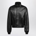 Balenciaga Black leather zip-up bomber jacket