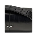 Schwarze Lederschultertasche