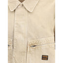Beige Baumwoll-Denim-Jacke