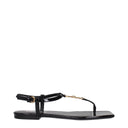 Schwarze Leder Flip-Flop Sandalen