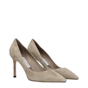 Graue Leder High Heel Pumps