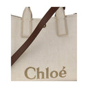 Beige Baumwoll-Schultertasche