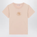 Moncler Pink cotton T-shirt with embroidered heart