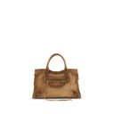 Bolso de mano de cuero de becerro beige Bos Taurus