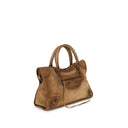 Bolso de mano de cuero de becerro beige Bos Taurus