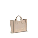 Beige Baumwollhandtasche