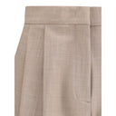 Beige Fleece Woll-Hosen