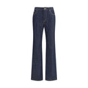 Denim Jeans feature a straight leg