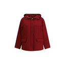 Chaqueta de faille de poliéster roja