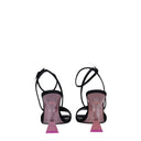 Black Satin Stiletto Heel Sandals