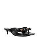 Black Leather Stiletto Heel Sandals