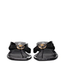 Schwarze Leder Stiletto Absatz Sandalen