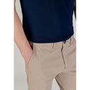 Beige Baumwoll Skinny Hose