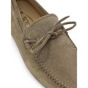 Beige Wildleder Leder Mokassin