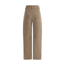 Brown Cotton Casual Pants