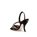 Schwarze Samt Stiletto Absatz Sandalen