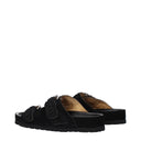 Black Leather Slippers